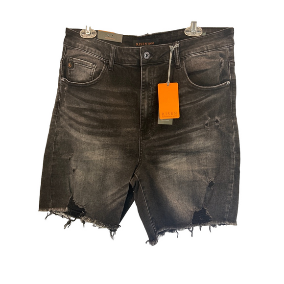 Risen Pants - Risen Jeans Black High Waist Distressed Long Shorts NWT